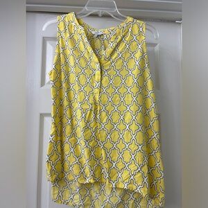 Yellow and white sleeveless Crown and Ivy top